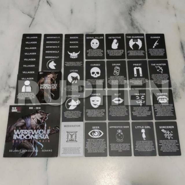 Kartu Werewolf / Mafia Card Game Indonesia 36 cards / 21