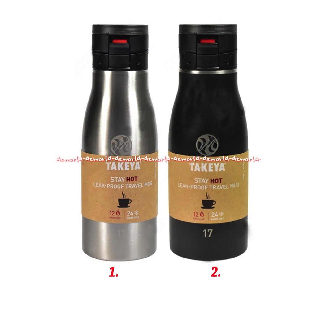 Takeya 500ml Vacuum Flash Black Botol Minum Tahan Lama Panas Dingin