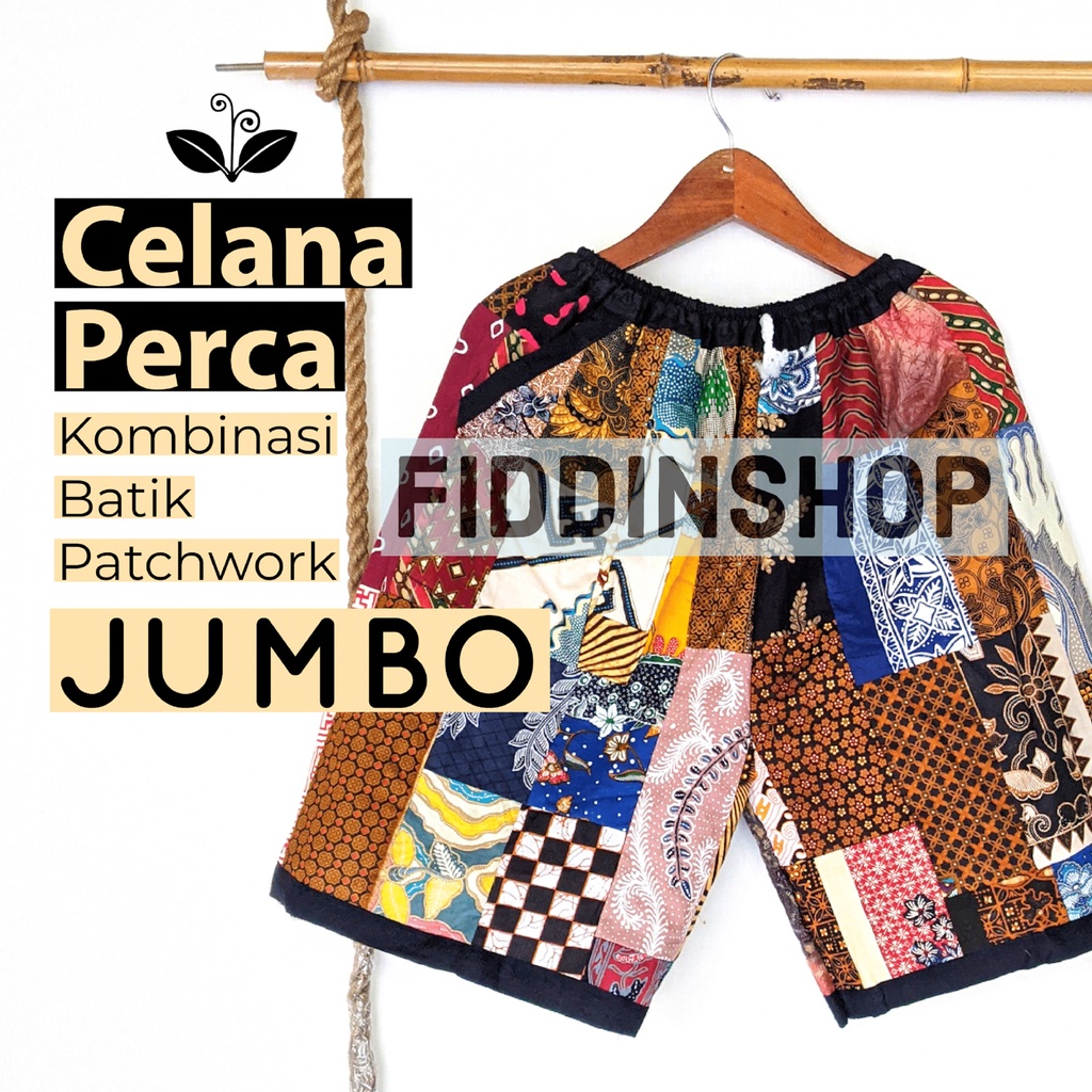 Celana Pendek Perca Batik Bahan Katun Premium Batik Cap Ukuran Jumbo Muat BB 85kg Pria Wanita Batik Big Size Pants