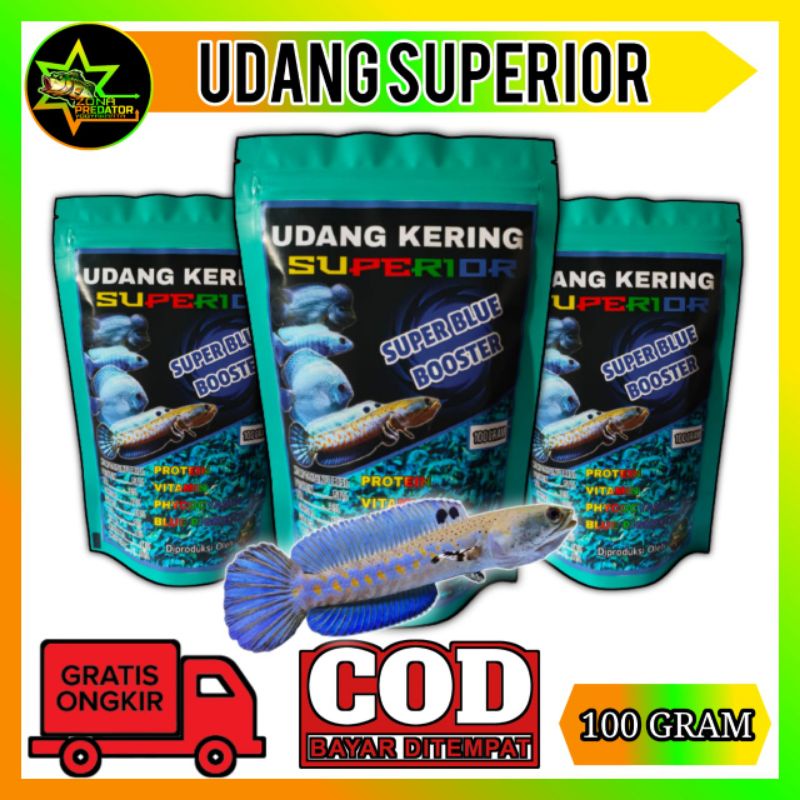 Pakan channa maru,pulchra,asiatica Udang kering Superior 100 Gram