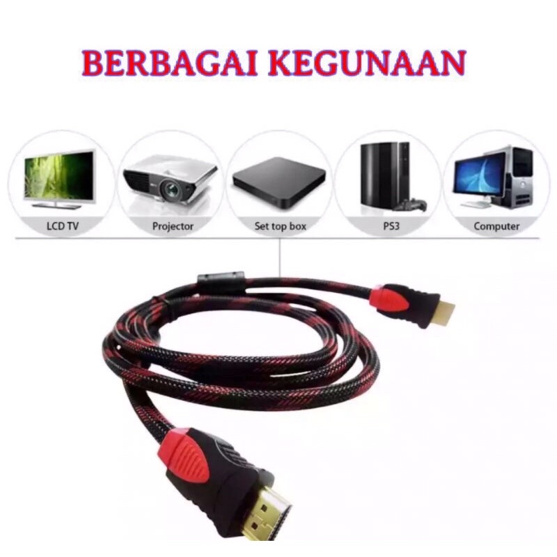 Kabel HDMI To HDMI Bahan Bagus Serat Jaring