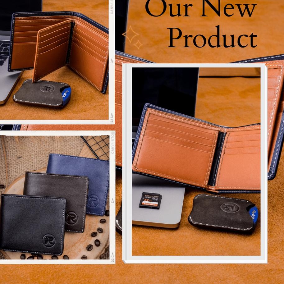 Dompet Lipat Pria Keren Kulit Asli Original Laki Laki Branded Warna Polos Berkualitas Free Box Cowok