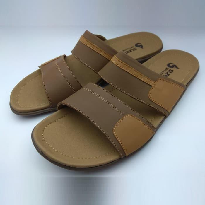 Sandal Selop Pria Ban 2 Kulit Asli Besar Jumbo Big Size 45 46 47