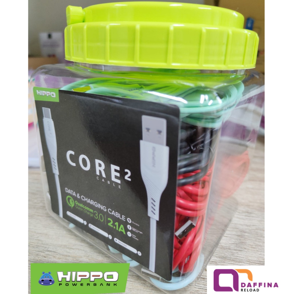 (1TOPLES ISI 30PCS) Hippo Core 2 Kabel Data Micro USB 100 CM - Quick Charging 1 toples KABEL BULAT ISI 30 BIJI