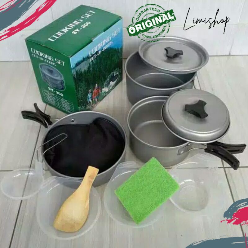 Paket cooking set SY 300 / Cooking set lengkap / Cooking set murah / Cooking set camping