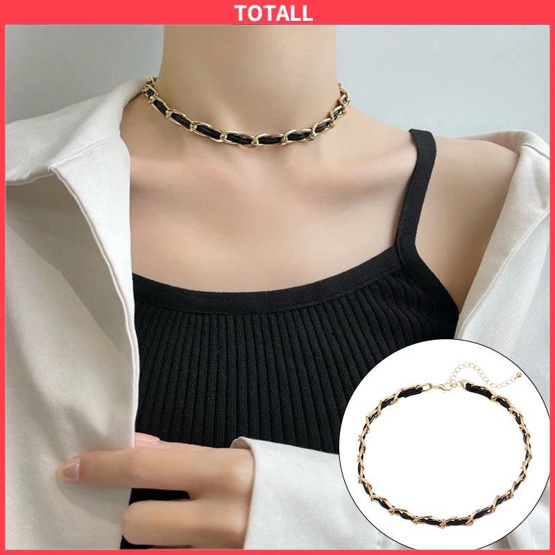 COD Vintage High-end Kalung Fashion Niche Kulit Jalinan Kalung Wanita Rantai Tulang Selangka-Totall