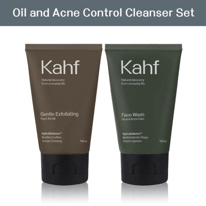 Kahf Face Wash Oil Acne Bundling Face Scrub Paket 2 Pcs Perawatan Sabun Pembersih Wajah Pria Untuk J
