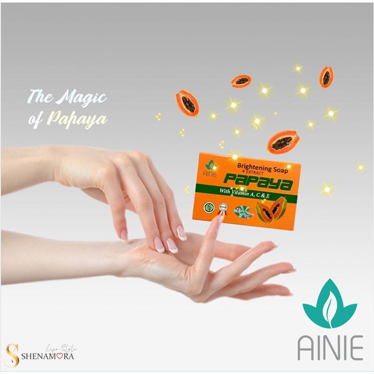 AINIE SABUN KECANTIKAN PEMBERSIH TUBUH EKSTRAK PAPAYA DENGAN VITAMIN A, C &amp; E BRIGTHENING SOAP 135 G