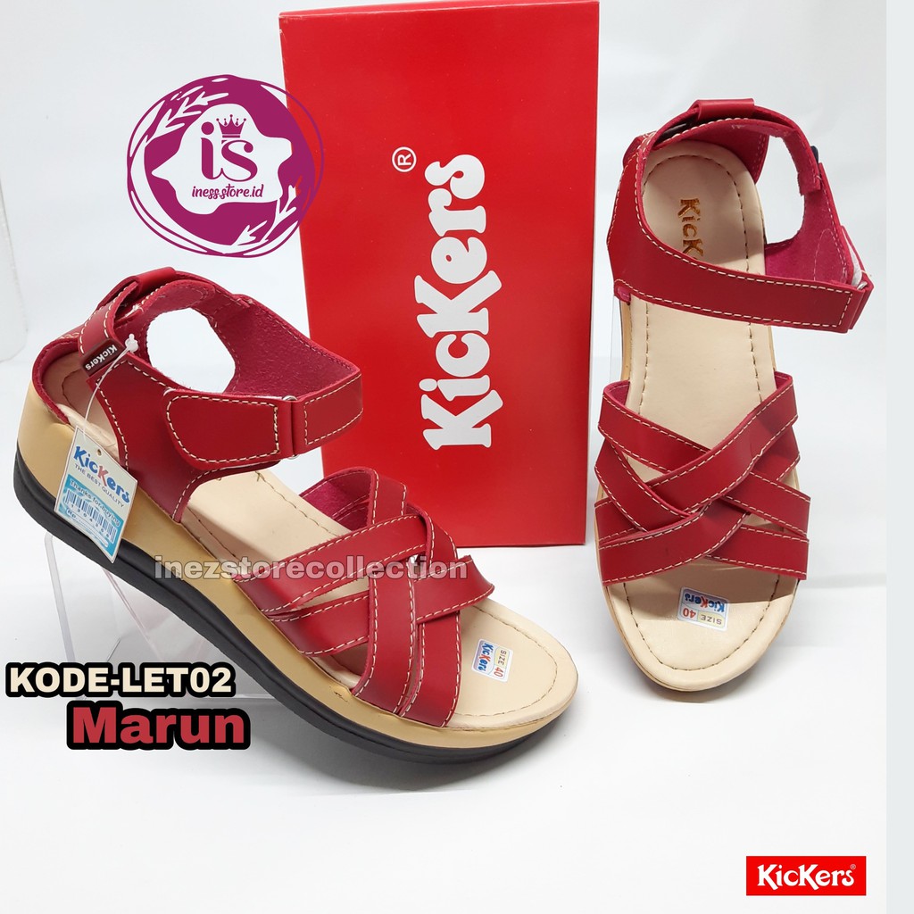 SANDAL WEDGES WANITA KICKERS TERBARU KODE LET 02 MURAH HARGA GROSIR