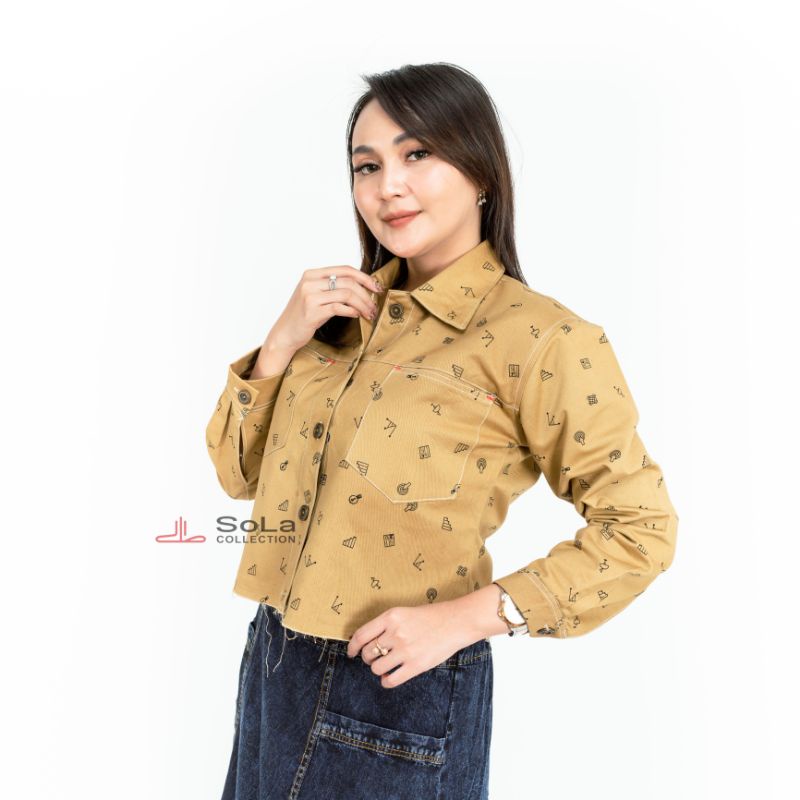 Toball- Jaket Crop Motif Jaket Casual