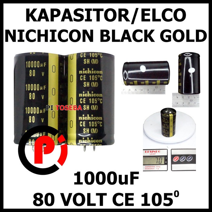 Original Nichicon Black Gold Kapasitor Elco 10000uF 80V Capacitor FULL