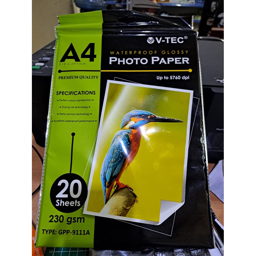 

V TEC PHOTO PAPER WATERPROOF GLOSSY GPP-9111A 230GSM