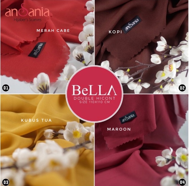 Hijab Segi Empat Bella Sonic Polos seri A Lasercut-1