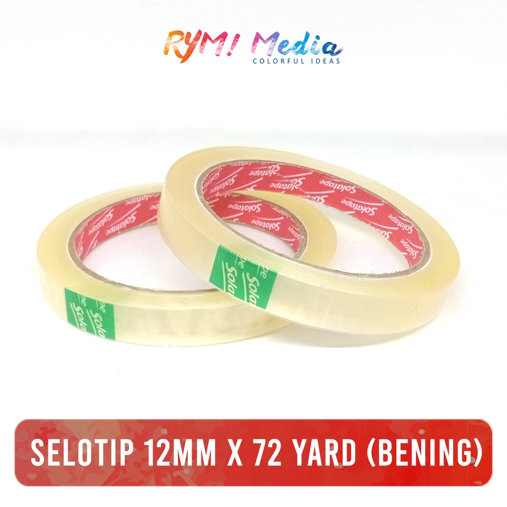 

Selotip Bening 12 mm x 72 Yard SOLATAPE rekat setara Daimaru OPP Selotip Solatip Lakban