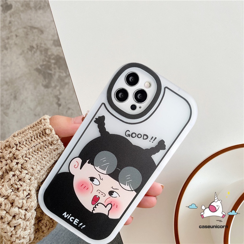 IPHONE Couple Soft Tpu Phone Case Kompatibel Untuk Iphone14 13 12 11 Pro Max 6s 6plus X XR XS Max Se2020 8 7 Plus Kartun Lucu Cowok Cewek Shockproof Case Cover