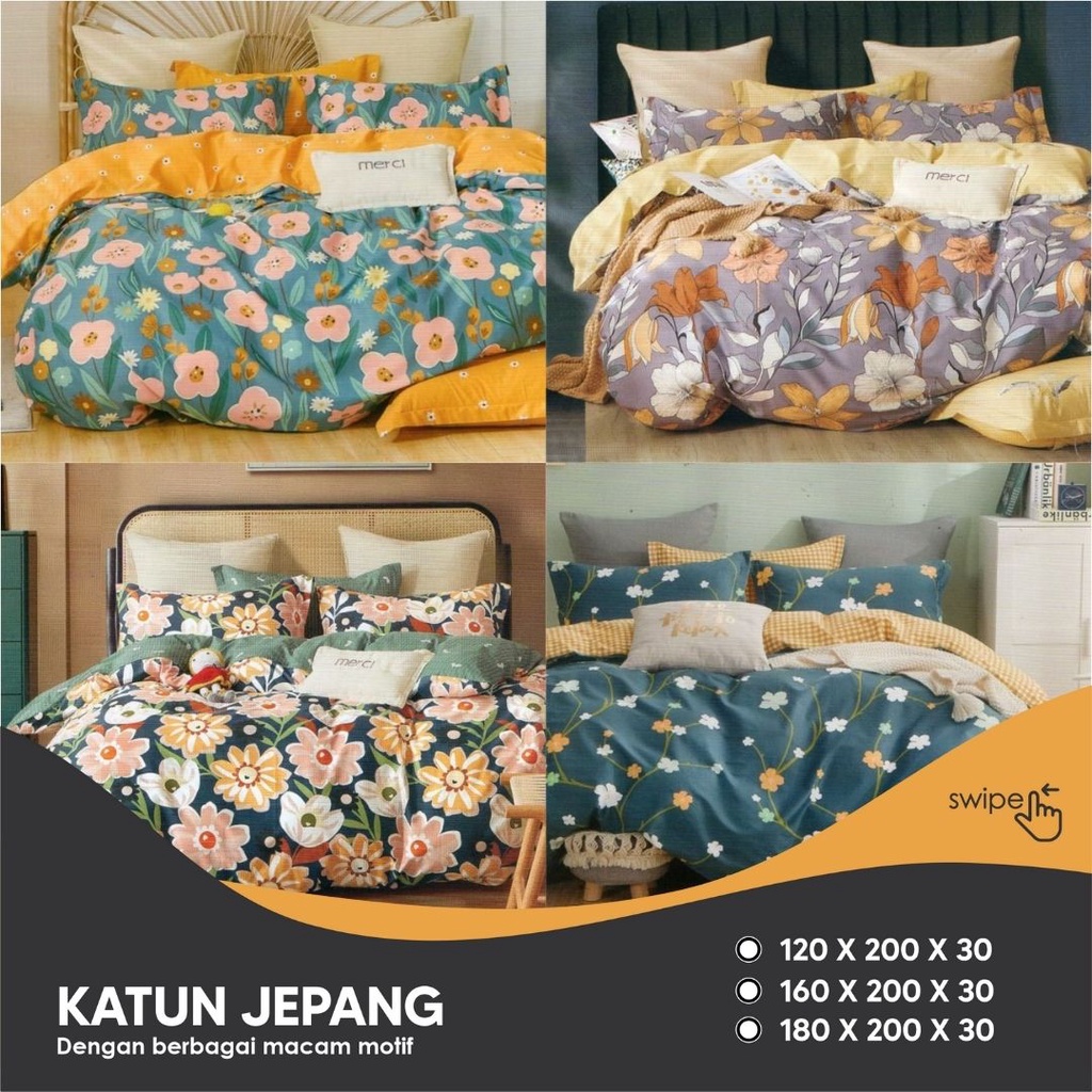 Sprei Set Sandy Collection Emerald Katun Jepang Extra King 200x200 Tinggi 30cm