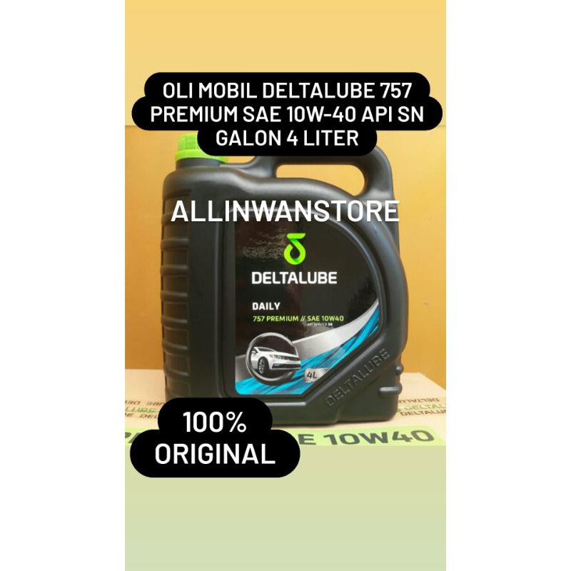 Oli Mobil Deltalube 757 Premium SAE 10W-40 API SN Galon 4L 4 Liter 10w40 Original 100%