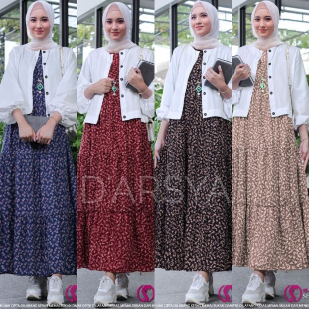 Fashion Wanita Terbaru Sekar Midi Dress Jumbo Catton Rayon Guardian Motif Inner Plus Outer Original 