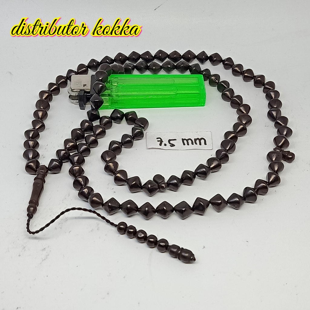 ( SUPER MURAH ) Tasbih Kokka kaukah 99 wajik  7,5 mm hitam polos