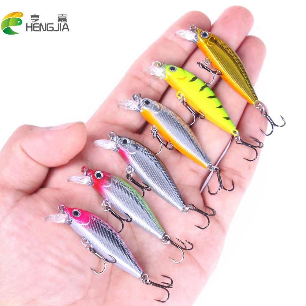 HENGJIA 6PCS Mini Sinking Minnow Umpan Pancing 50mm 3g Swimbait Fishing Lure Bass Wobbler Ikan Kecil Kail Memancing Kait