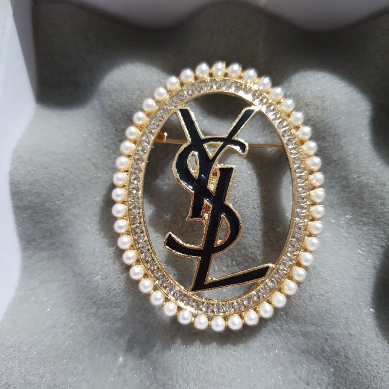 Bros import Brooch Branded Band Motif Ysl Untuk hiasan baju di dada kualitas Import Peniti Baju Import swarovsky Brooch Premium Quality Fashion import bahan Bagus B10