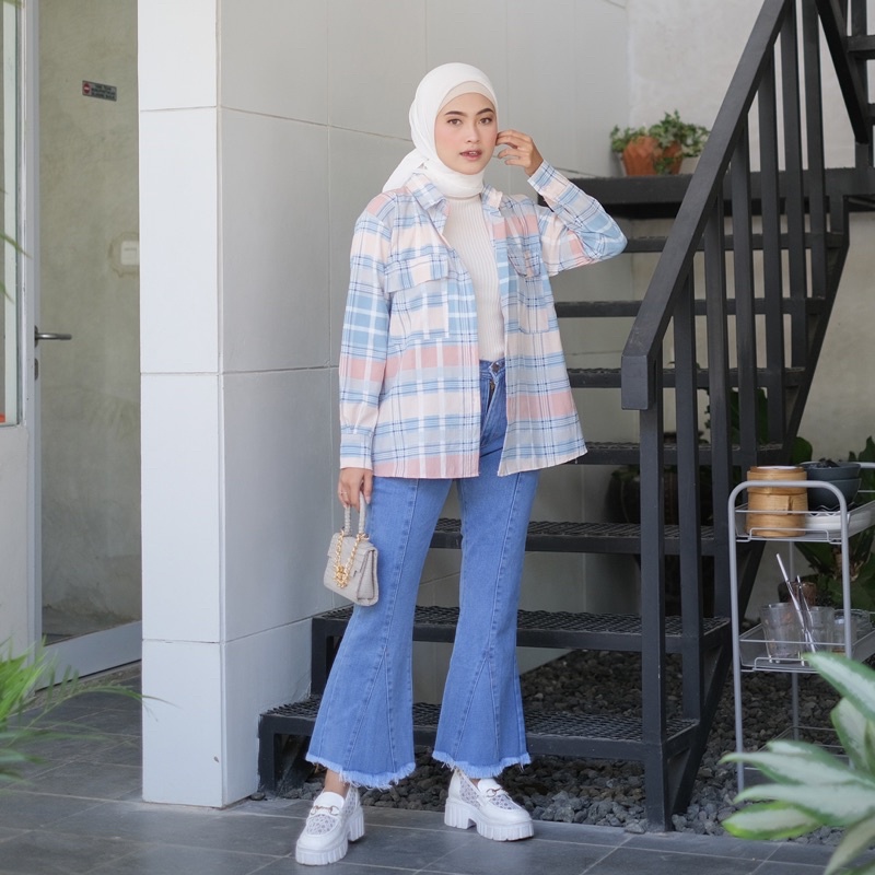 KEMEJA KIMBERLY PREMIUM | Alana Flanel Kemeja Tartan Oversized Syamaita / KEMEJA FLANEL WANITA BESTS