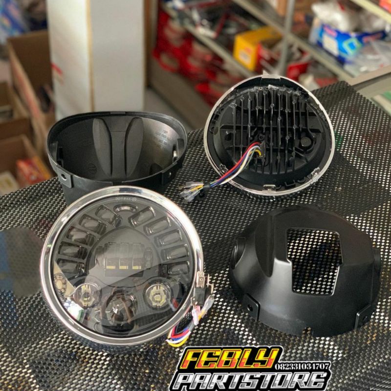 LAMPU DAYMAKER 7 INCH 19 LED IMPORT DOT SAE SET BATOK LAMPU TIGER ORI HONDA LAMPU DAYAMAKER 19 LED 7