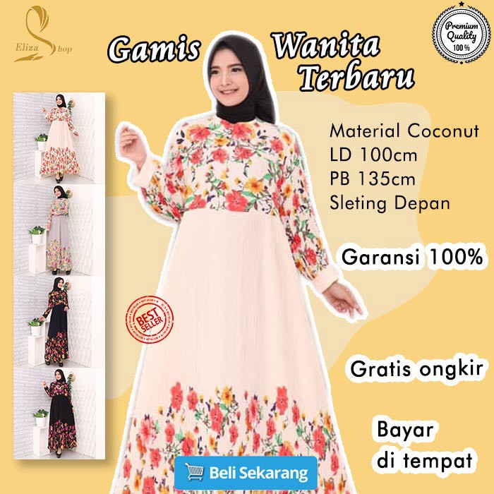 Gamis Motif Bunga Baju Gamis Wanita Gamis Jumbo LD 130 Baju Gamis Terbaru Modern AZ48