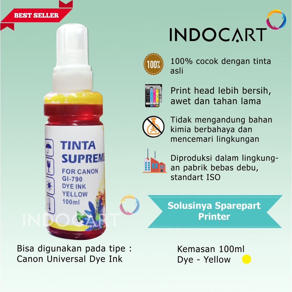 IndoCart Tinta Refill Canon PG 40 47 740 745 810 830-Dye Ink-100ml