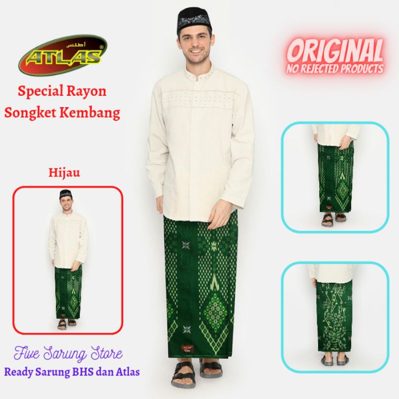 Kain Sarung Atlas Special Rayon Motif Songket Kembang / Sarung Atlas Original Songket
