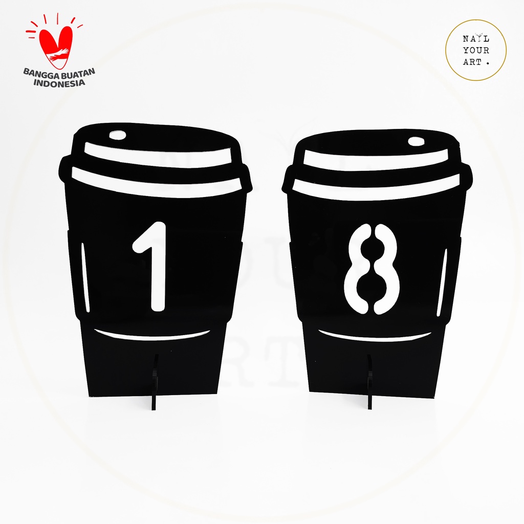 Table Number Set - SIGN NOMOR MEJA AKRILIK - COFFEE CUP