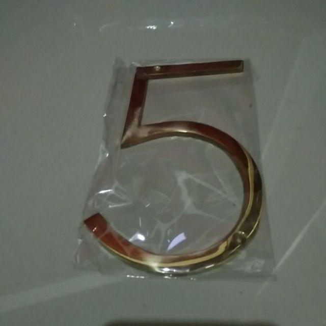 15cm Nomor Kontemporer Alamat Rumah Ruko Kuningan / Brass Number No. 5