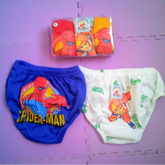 Celana Dalam Anak 3 in 1 Naruto & Spiderman "L" GV220
