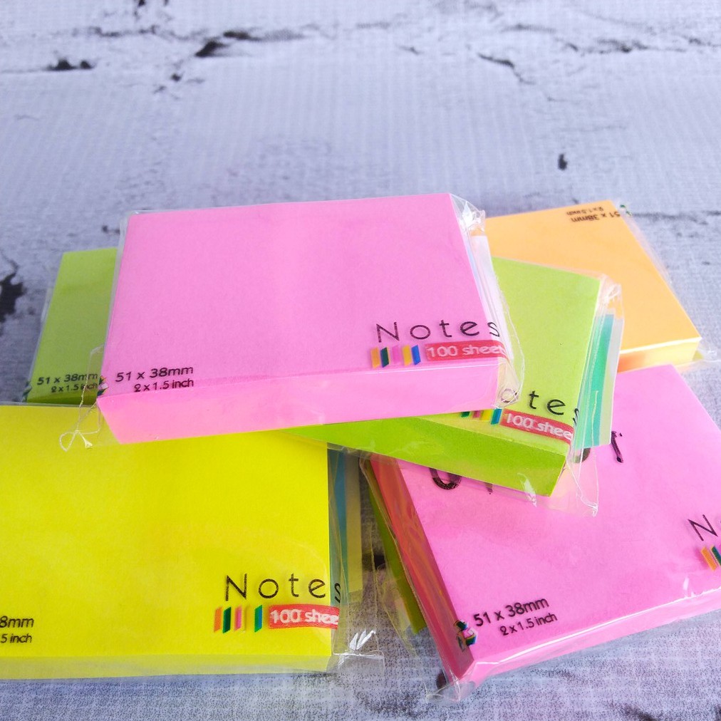 Pembatas Buku Kertas Sticky Note Polos Kecil Murah Memo Stick Ukuran 38 ...