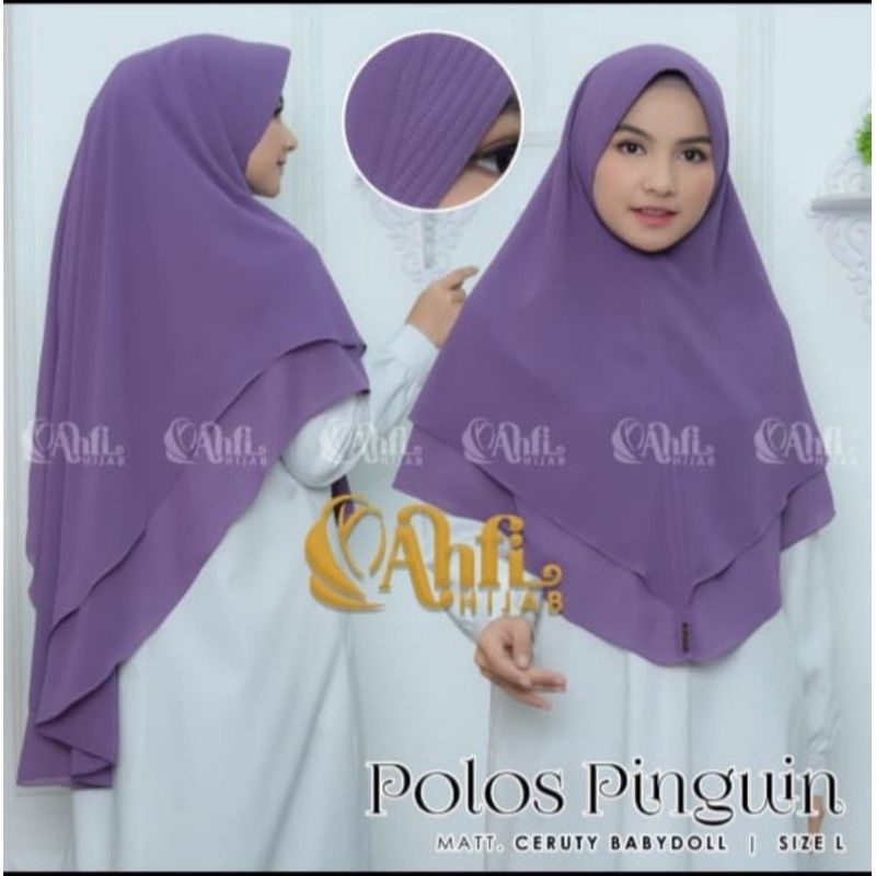 HIJAB/KHIMAR CERITY BABYDOLL MODEL PINGUIN SYAR,Y BY AHFI HIJAB SIZE L JUMBO