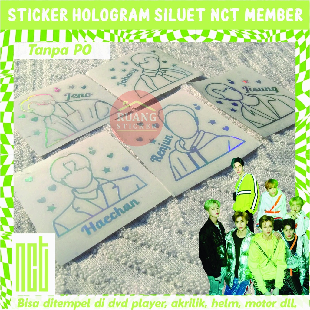 STIKER NCT STICKER HOLOGRAM PELANGI MEMBER NCT SILUET OUTLINE SEHARI JADI CUSTOM NCT2021 NCTU NCTDREAM WAYV