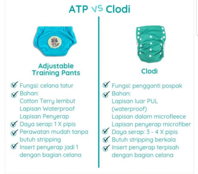 [Bisa COD] Cuddle me training pants ATP celana tatur potty training Adjustable bisa atur ukuran pinggang ada karet kancing