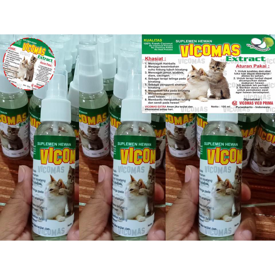Obat Kucing Sakit Tidak Mau Makan | Vco Vicomas Extract Spray 100ml