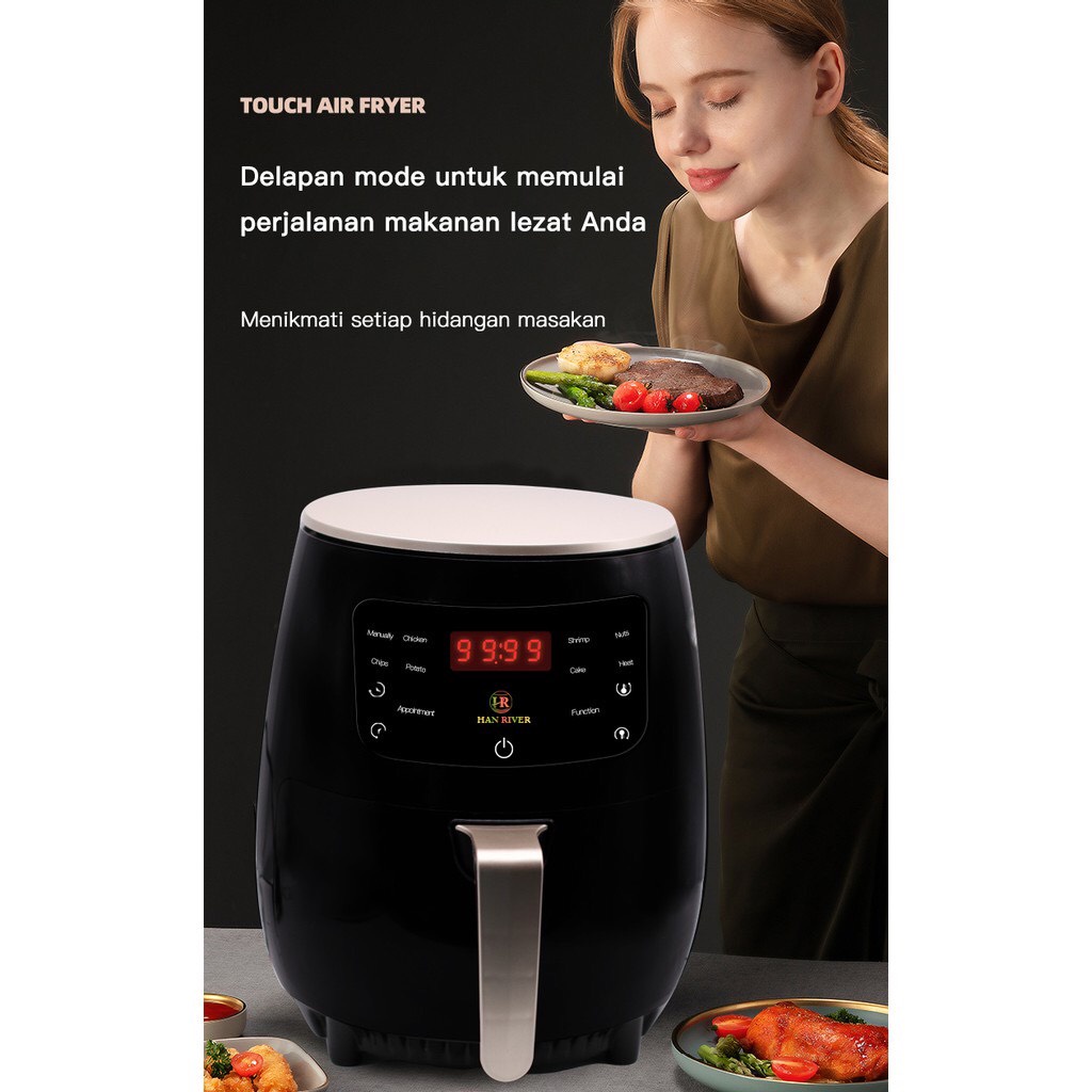 Air fryer 5L mesin penggoreng tanpa minya 1200watt kecepatan super super anti lengket bantu masak semua jenis masakan yang kamu suka