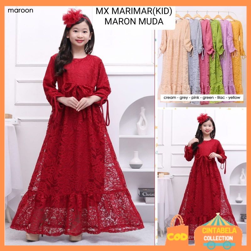 BAJU ANAK PEREMPUAN/DRESS ANAK USIA 4-13 TAHUN MARIMAR KID MX MARIMAR BAJU GAMIS BRUKAT ANAK PEREMPU