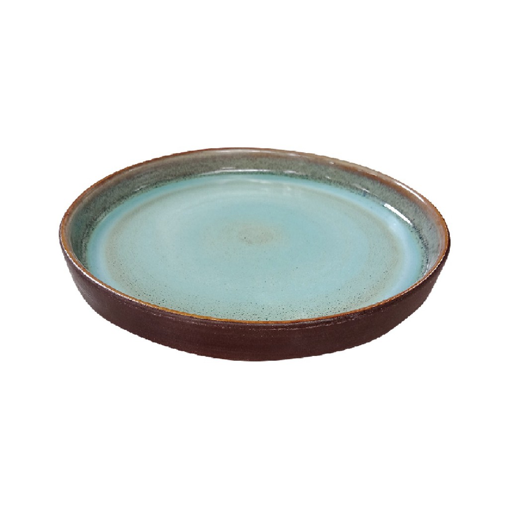 Naruna - Deep Plate Piring Keramik Handmade Warna Hijau Rusty