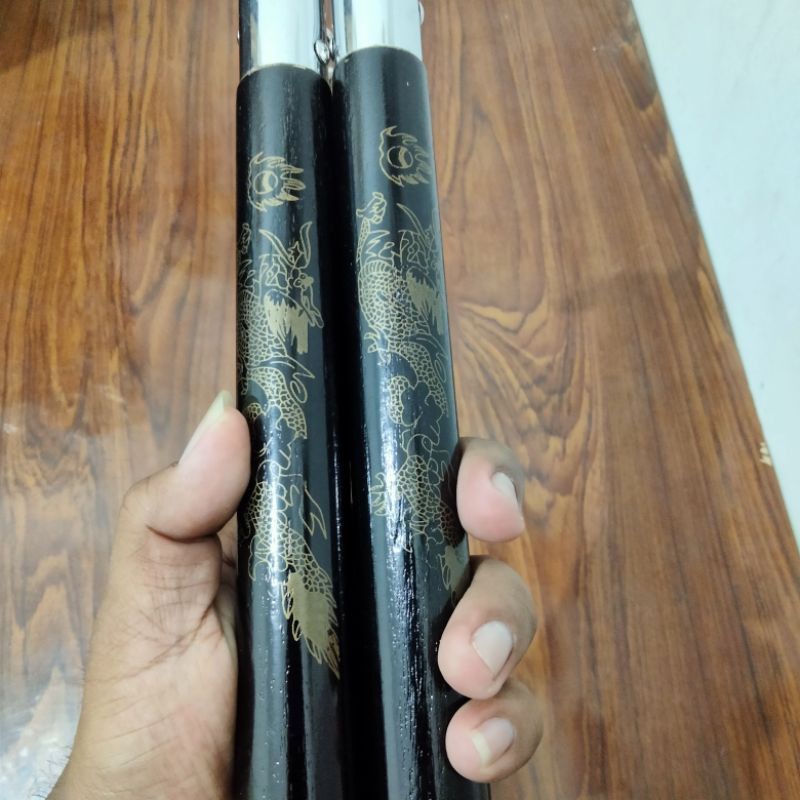 PROMO 12.12 ( BISA COD) Double stick ruyung nunchaku kayu motif gambar naga