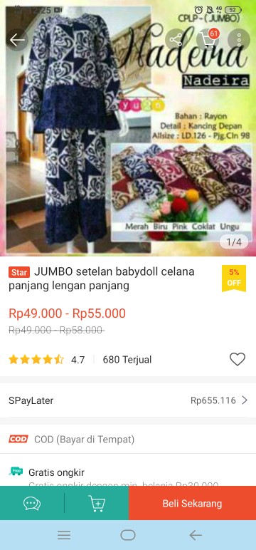 Jumbo Setelan Babydoll Celana Panjang Lengan Panjang