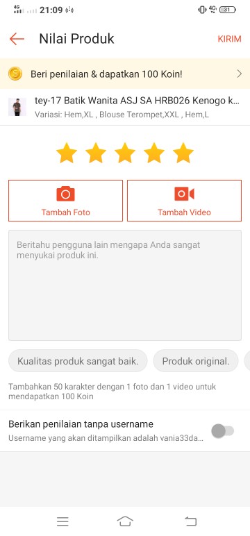 Tey-17 Batik Wanita Asj Sa Hrb026 Kenogo Kemeja Tosca Pendek