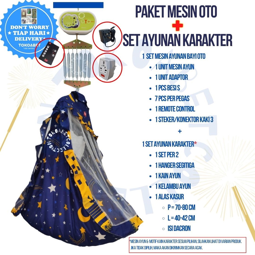 Paket Ayunan Listrik OTO Kain KARAKTER Varian REMOTE TIMER MUSIC SPEED TOKOABET