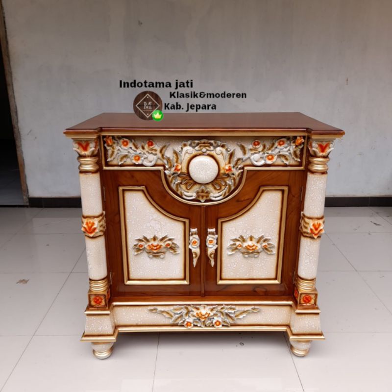 bufet tv meja tv bulan 100cm pintu 2 kayu jati