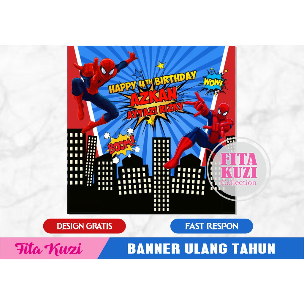 Backdrop Spanduk Spiderman Ulang Tahun Anak Dekorasi