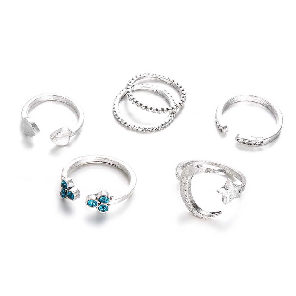 Hu Hu Hu Hu Hu Alat Bantu Pasang Kacamata♡ 6pcs / Set Cincin Buku Jari Aneka Bentuk Warna Gold / Silver Untuk Wanita