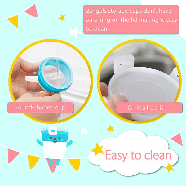 2Angels Silicone Baby Food Storage Cup 4x120ml | Wadah Mpasi
