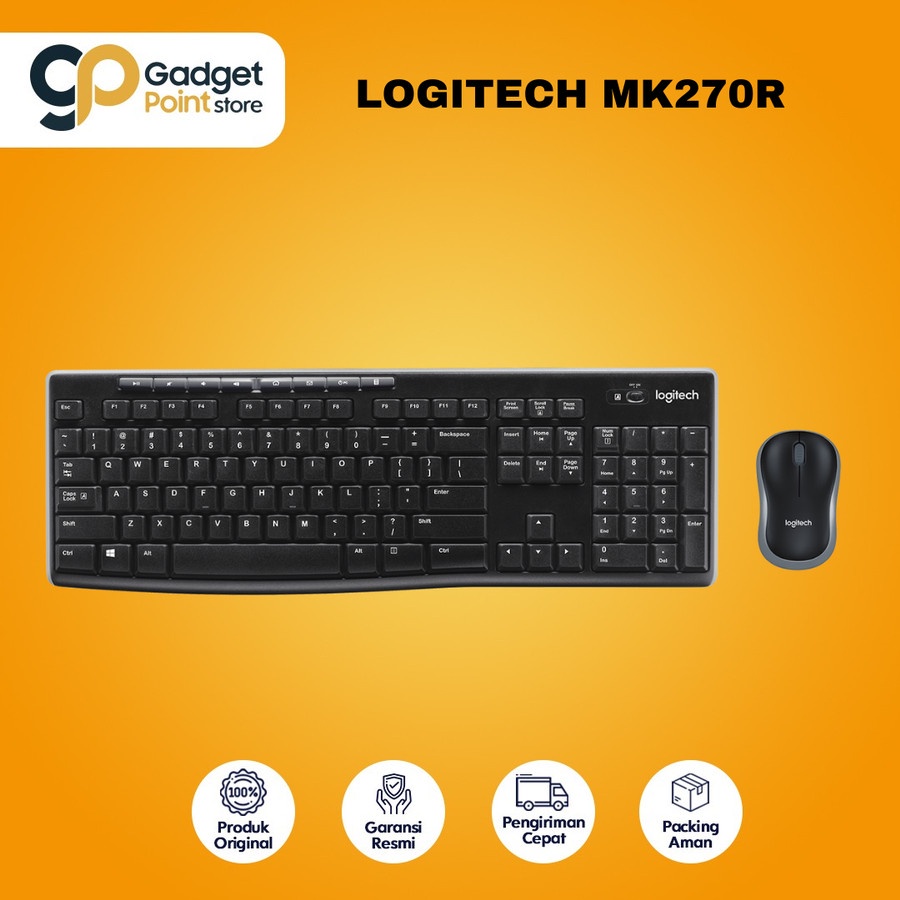 Logitech Wireless Combo Keyboard dan Mouse MK270 Original - Garansi Resmi 3 Tahun